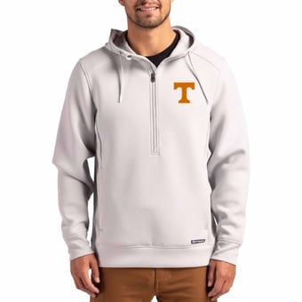 Men's Cutter & Buck  Gray Tennessee Volunteers Roam Recycled Buttery Soft Knit Half-Zip Hoodie