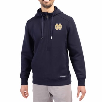 Men's Cutter & Buck  Navy Notre Dame Fighting Irish Roam Recycled Buttery Soft Knit Half-Zip Hoodie