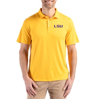 Men's Cutter & Buck  Gold LSU Tigers Coastline Recycled Double Peached Polo