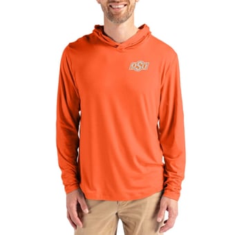 Men's Cutter & Buck  Orange Oklahoma State Cowboys Coastline Recycled Double Peached Hoodie