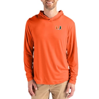 Men's Cutter & Buck  Orange Miami Hurricanes Coastline Recycled Double Peached Hoodie
