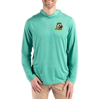Men's Cutter & Buck  Kelly Green Oregon Ducks Coastline Recycled Double Peached Hoodie