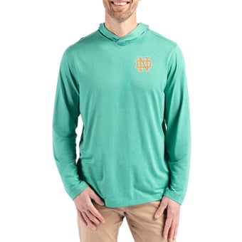 Men's Cutter & Buck  Kelly Green Notre Dame Fighting Irish Coastline Recycled Double Peached Hoodie
