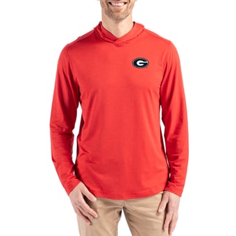 Men's Cutter & Buck  Red Georgia Bulldogs Coastline Recycled Double Peached Hoodie