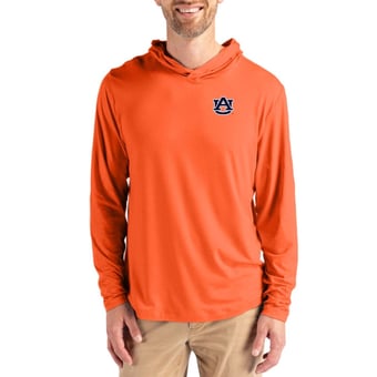 Men's Cutter & Buck  Orange Auburn Tigers Coastline Recycled Double Peached Hoodie