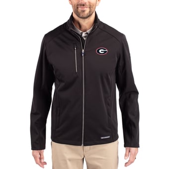 Men's Cutter & Buck  Black Georgia Bulldogs Evoke Recycled Honeycomb Fleece Full-Zip Jacket