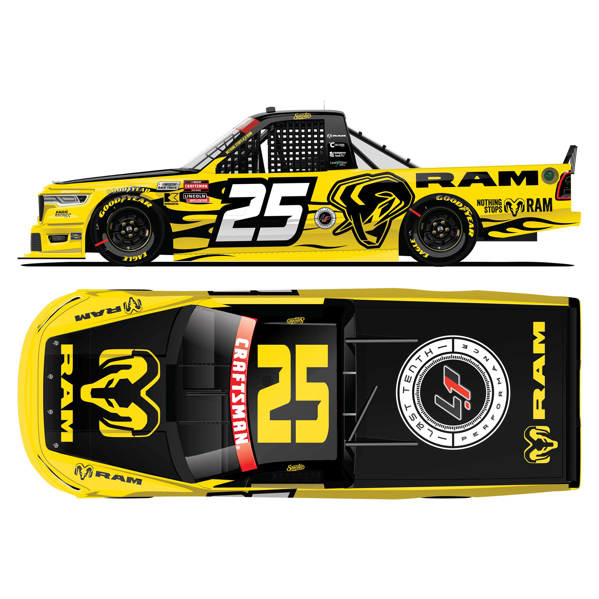 Action Racing Tony Stewart 2026 #25 Ram Trucks NASCAR Craftsman Truck Series 1:24 Regular Paint Die-Cast Ram 1500