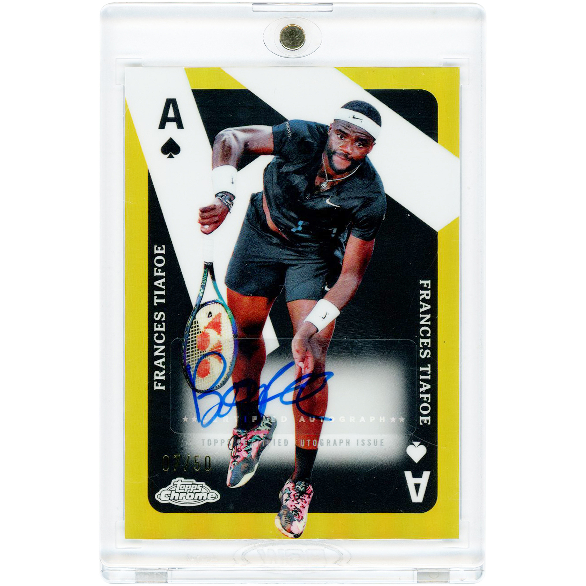 Frances Tiafoe Autographed 2024 Topps Chrome Tennis Aces Gold Refractor #CAA-FT #7/50 Card
