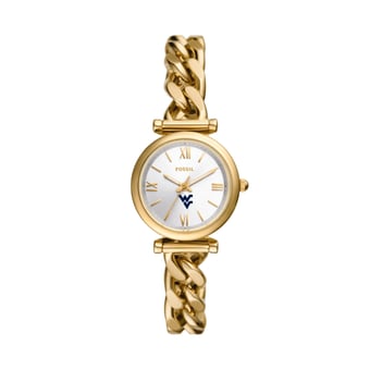 Women's Fossil West Virginia Mountaineers Carlie Gold-Tone Stainless Steel Watch