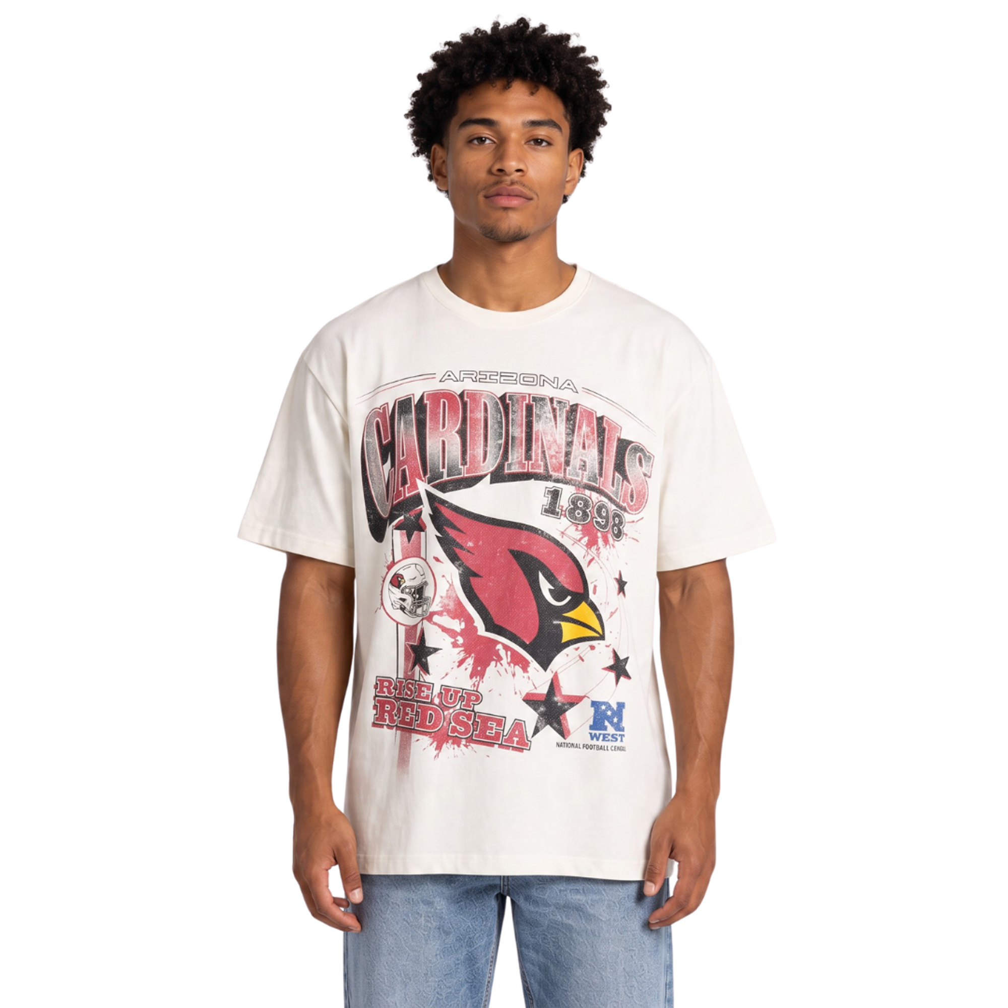 Unisex The Wild Collective Cream Arizona Cardinals Oversized Graphic Streetwear T-Shirt
