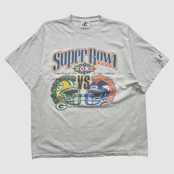 Super Bowl XXXII Logo Athletic 1998 T-shirt - Heather Gray - XL by Fanatics Real Vintage