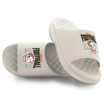 Unisex ISlide Cream Miami Hurricanes Football Kickoff Motive Slide Sandals