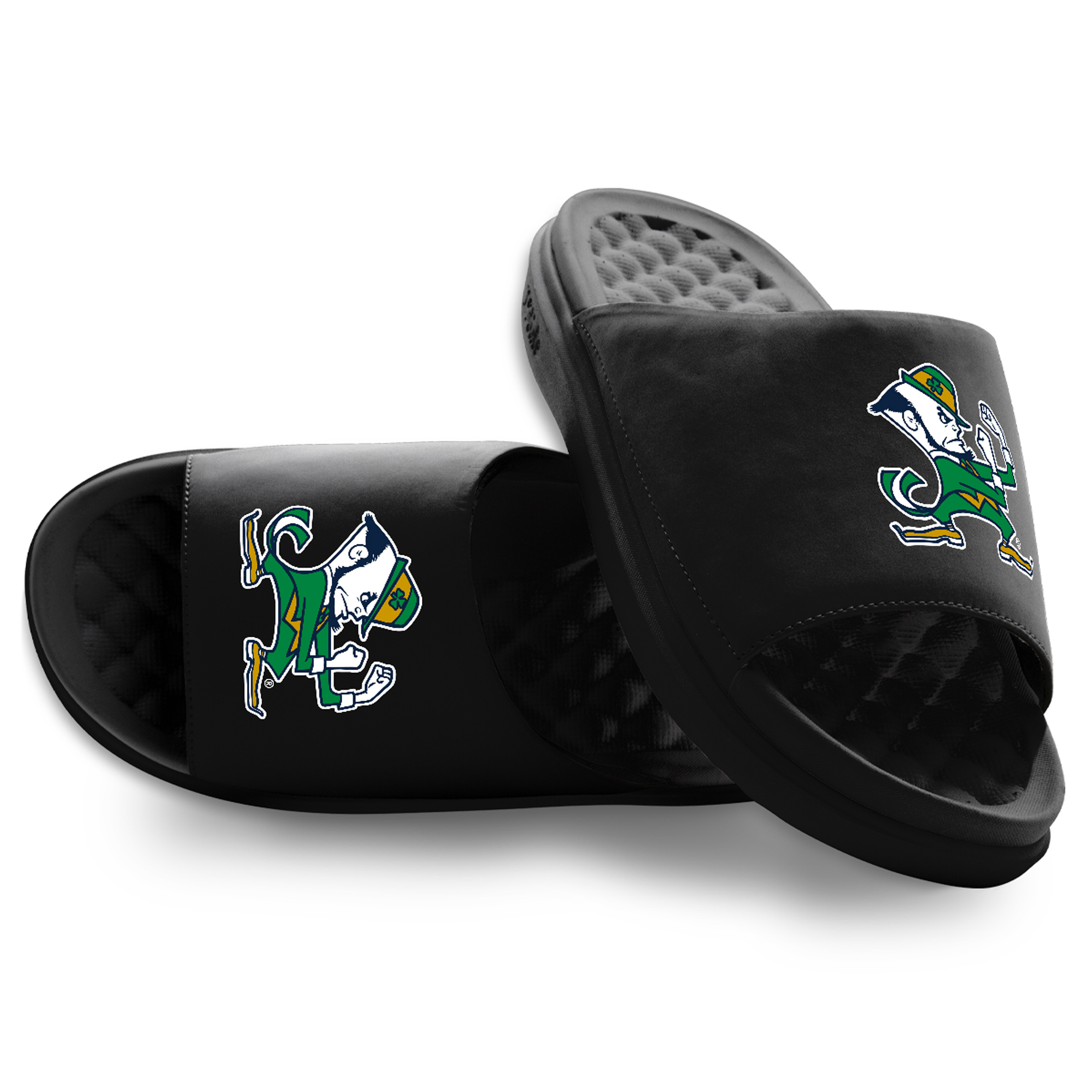 Unisex ISlide Black Notre Dame Fighting Irish Mascot Motive Slide Sandals