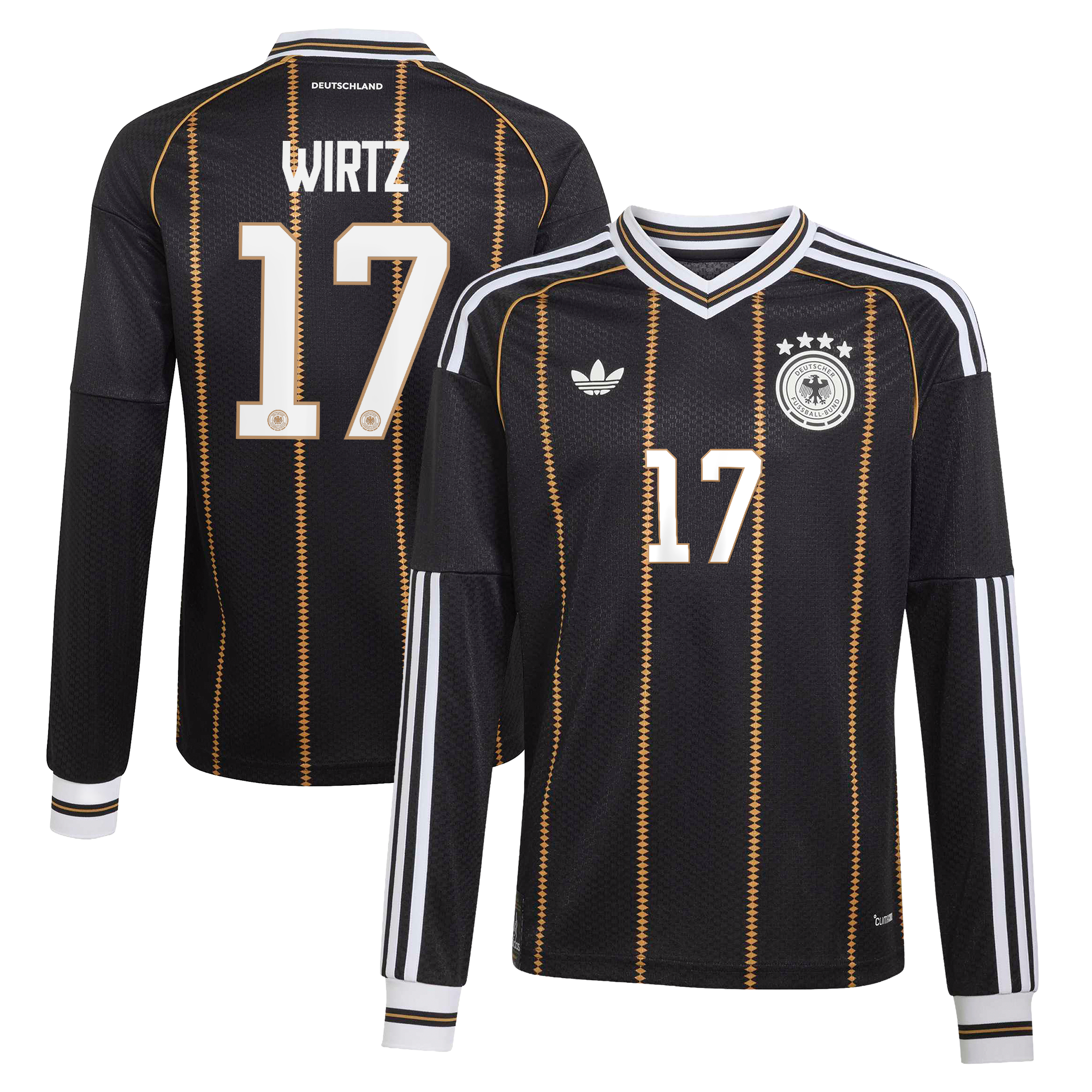 DFB adidas Ausweichtrikot 2026 - Langarm - Kinder mit Aufdruck Wirtz 17