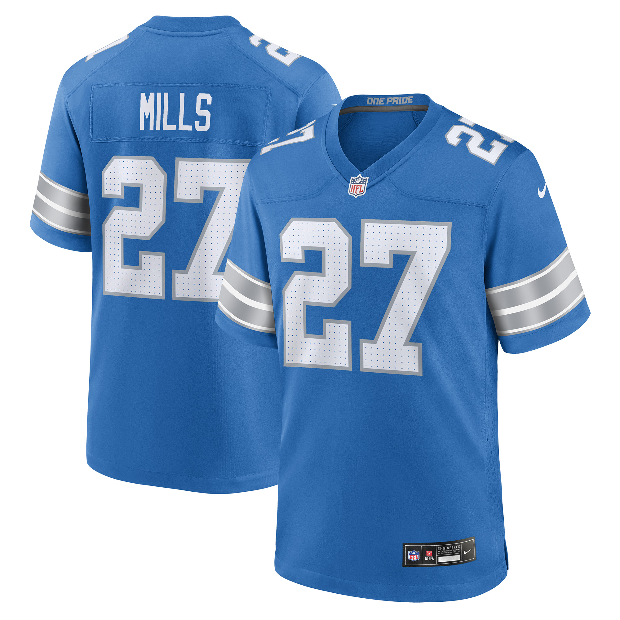 Men's Nike Jalen Mills Blue Detroit Lions Team Game Jersey