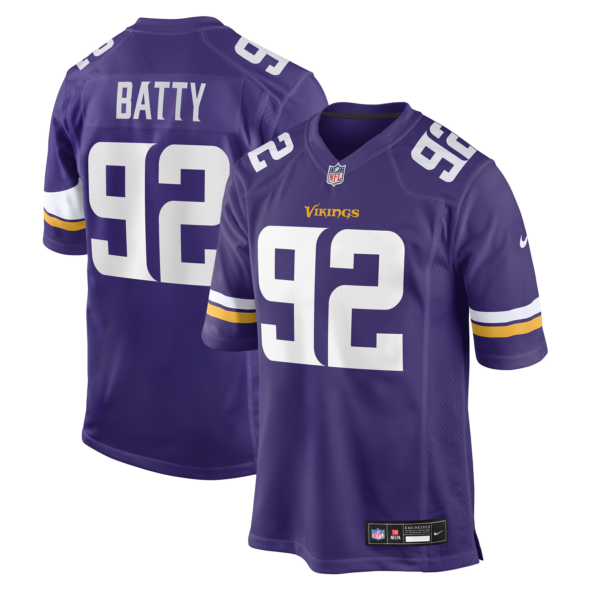 Men's Nike Tyler Batty Purple Minnesota Vikings Team Game Jersey