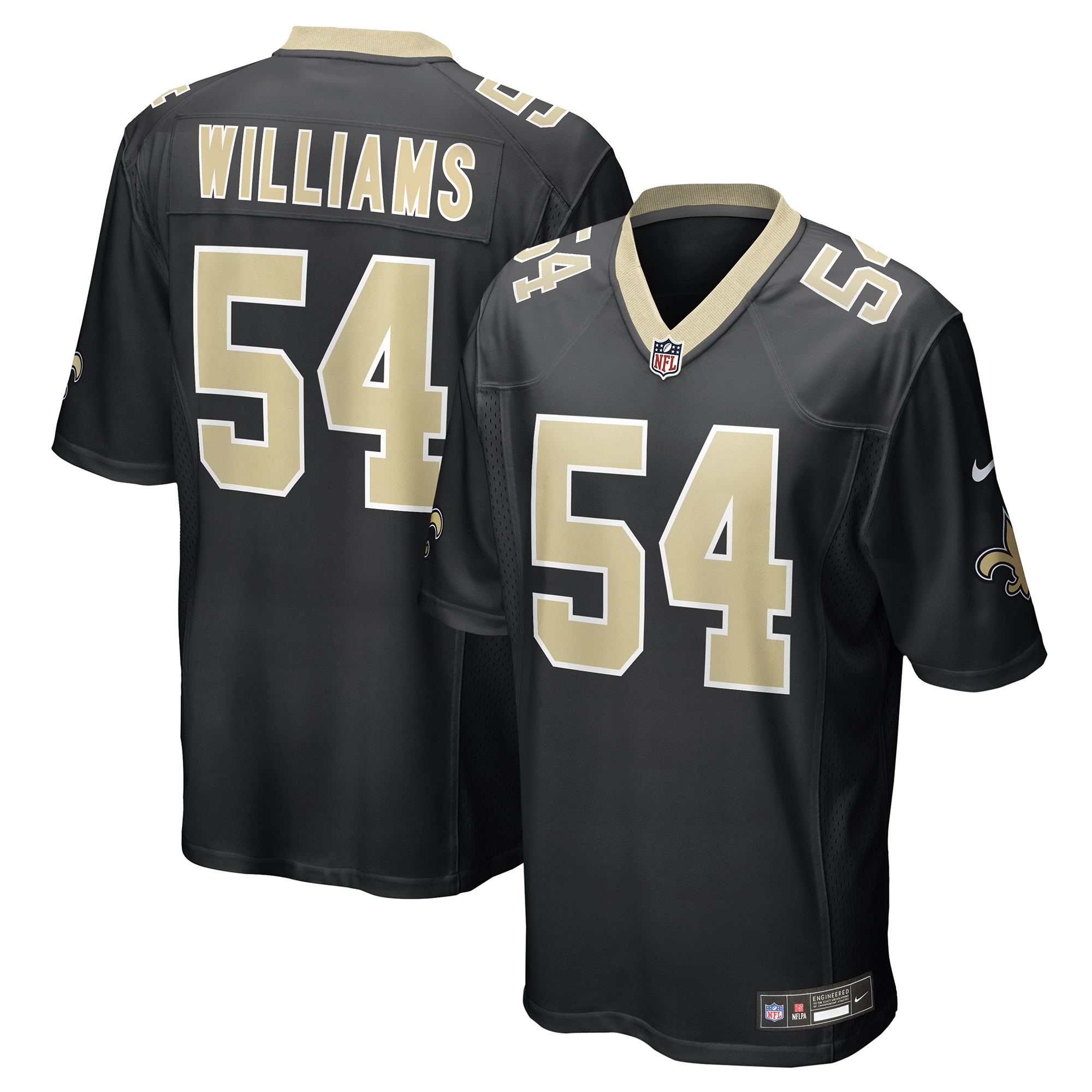 Men's Nike Jonah Williams Black New Orleans Saints Team Game Jersey