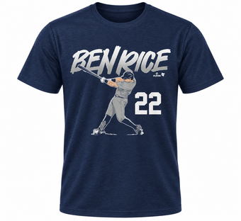 Unisex BreakingT Ben Rice Navy New York Yankees Slugger Swing Number T-Shirt