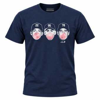 Unisex BreakingT Ben Rice, Spencer Jones & George Lombard Jr Navy New York Yankees Bronx Bubbles T-Shirt