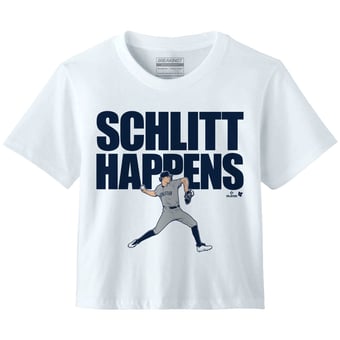 Women's BreakingT Cam Schlittler White New York Yankees Schlitt Happens Premium Boxy T-Shirt
