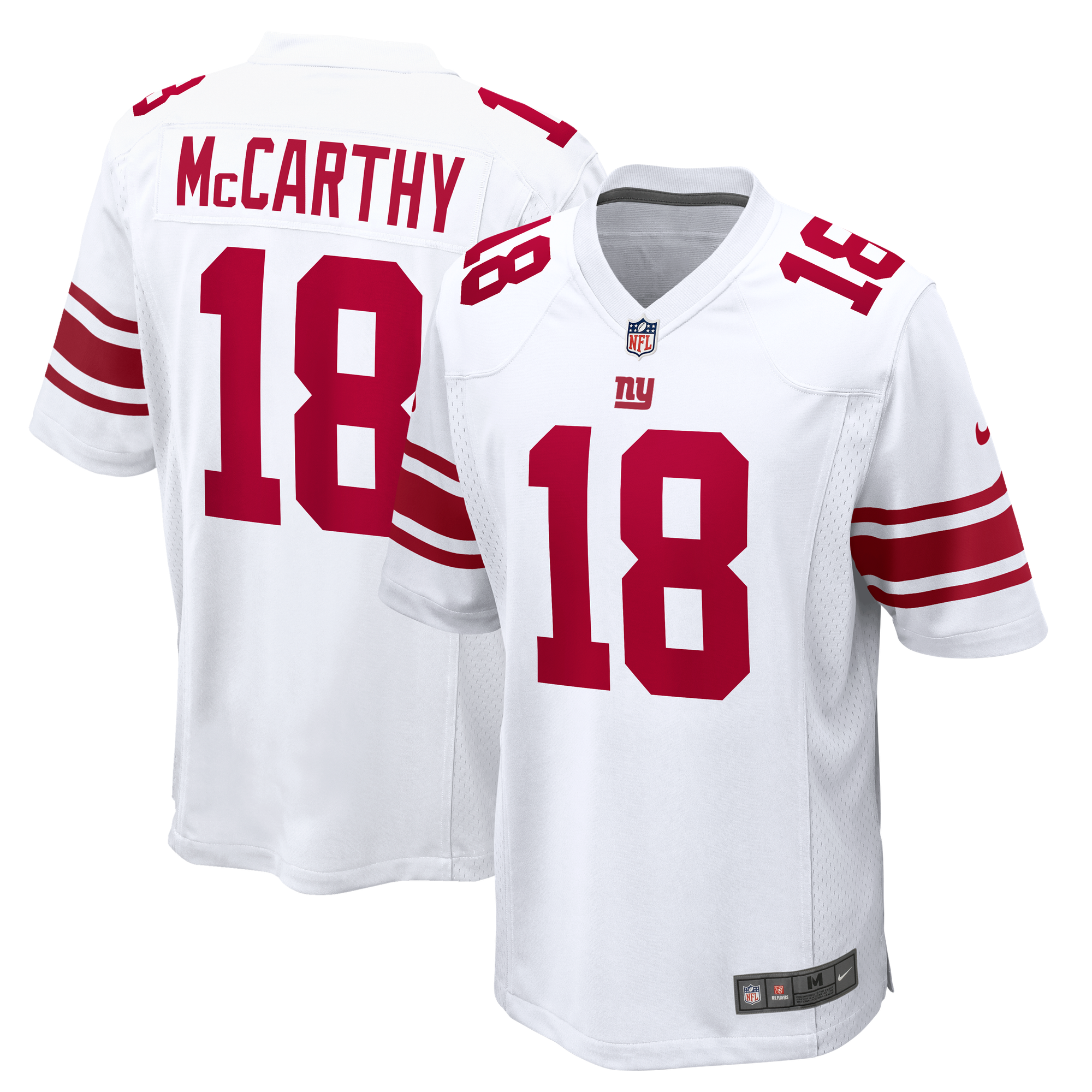 New York Giants Nike Game Road Jersey - White - J.J. McCarthy - Mens