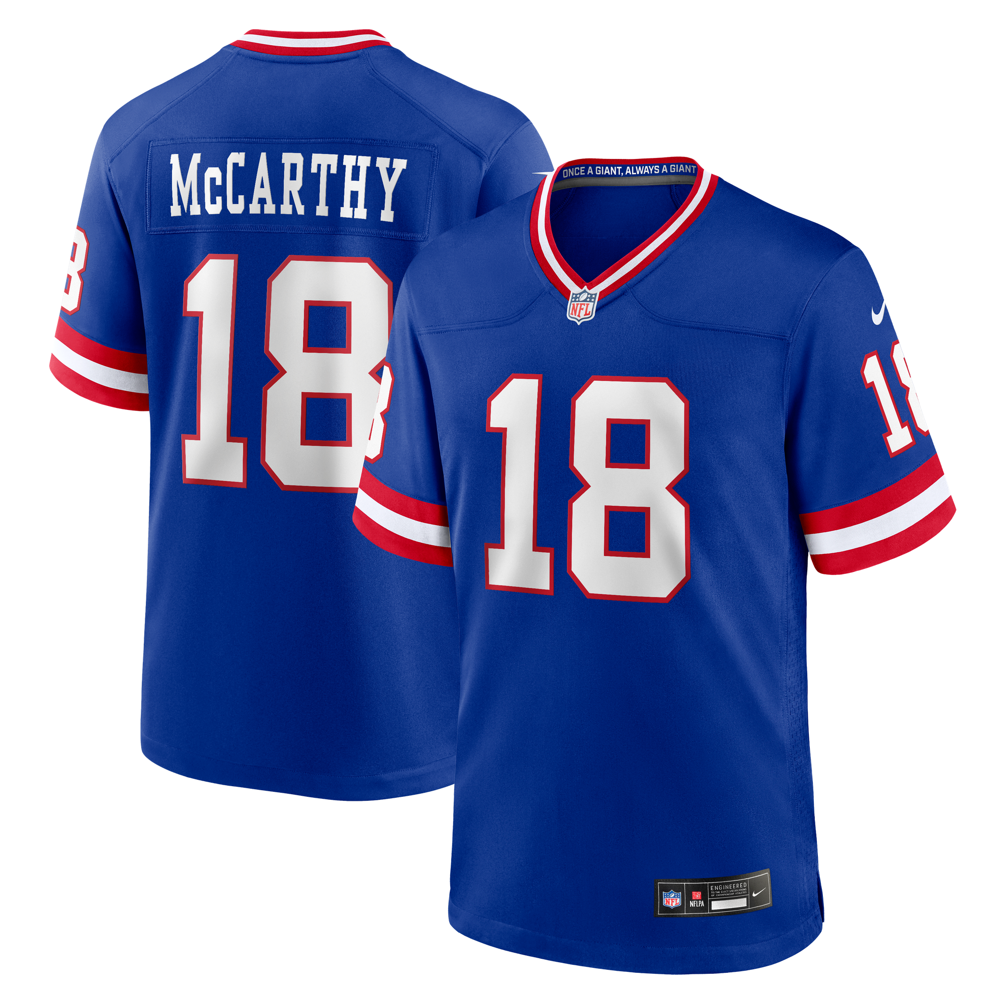 New York Giants Nike Game Secondary Alternate Jersey - Royal - J.J. McCarthy - Mens