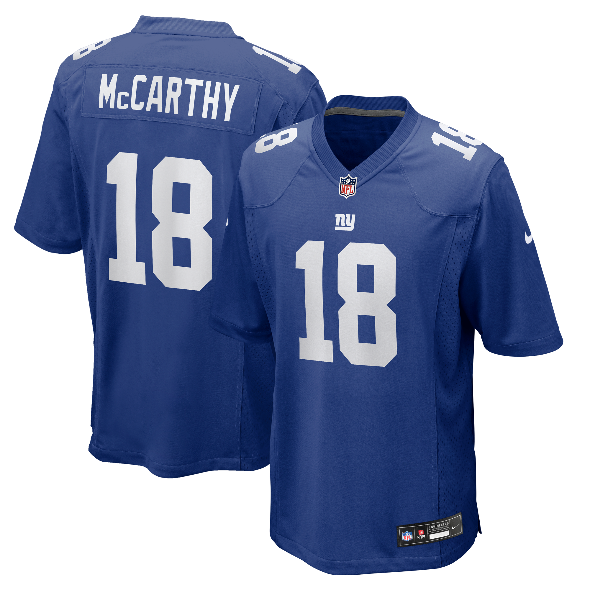 Camiseta Nike Game de la 1ª equipación del New York Giants - Azul Real - J.J. McCarthy - Jóvenes