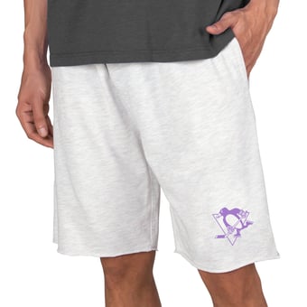 Men's Concepts Sport Oatmeal Pittsburgh Penguins Hockey Fights Cancer Mainstream Terry Tri-Blend Shorts