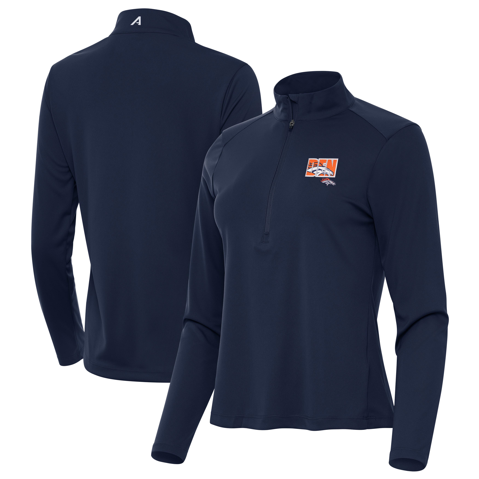 Women's Antigua Navy Denver Broncos Tribute Half-Zip Pullover