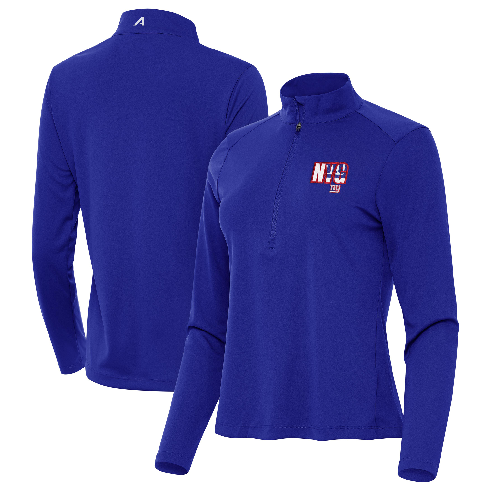 Women's Antigua Royal New York Giants Tribute Half-Zip Pullover