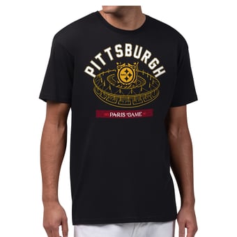 Men's Starter  Black Pittsburgh Steelers 2026 NFL Paris Game Stadium Graphic T-Shirt