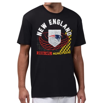 Men's Starter  Black New England Patriots 2026 NFL Munich Game Stadium Graphic T-Shirt