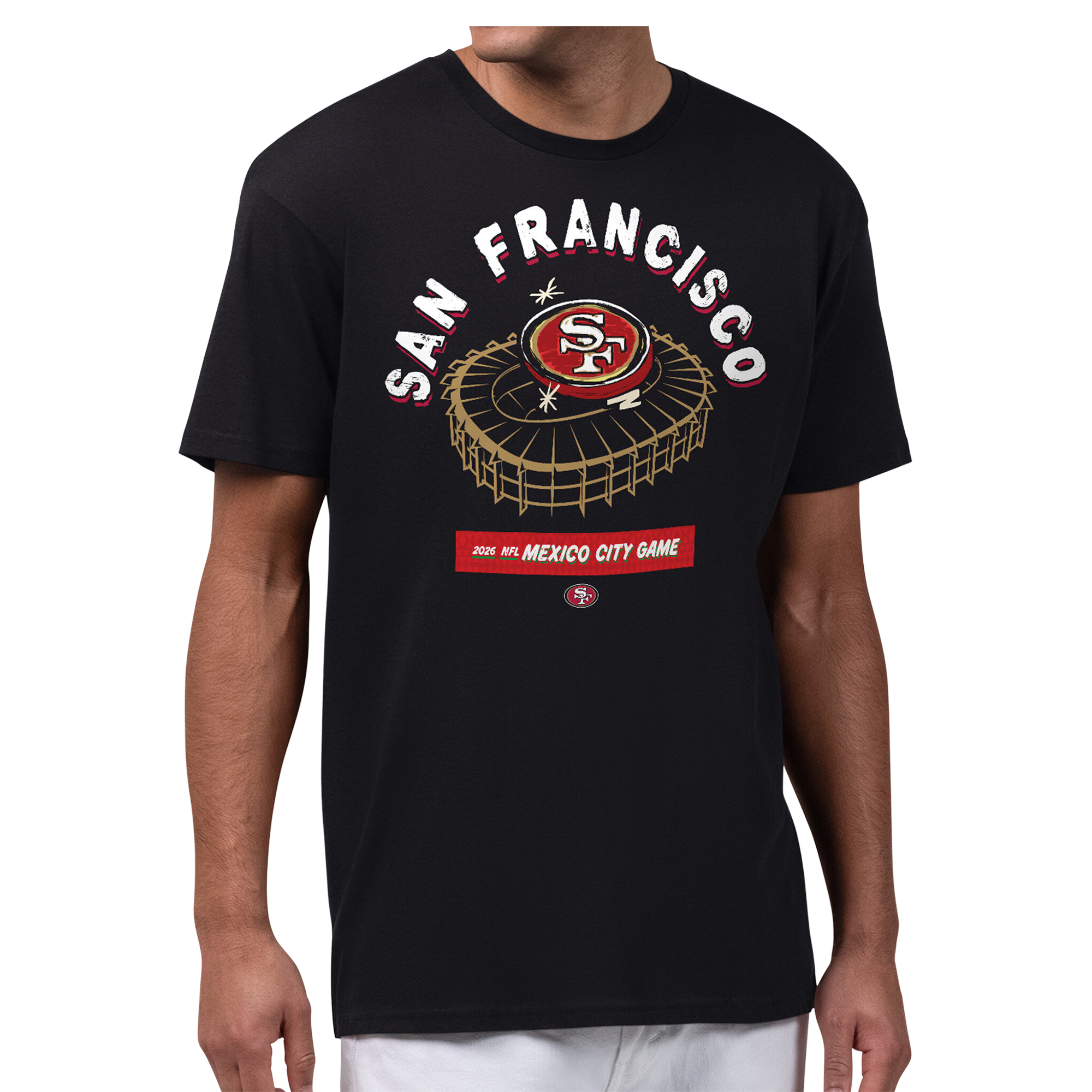 Men's Starter  Black San Francisco 49ers 2026 NFL Mexico City Game Stadium Graphic T-Shirt