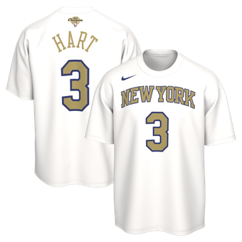 Toddler Nike Josh Hart White New York Knicks 2026 NBA Finals Champions Trophy Collection Name & Number T-Shirt