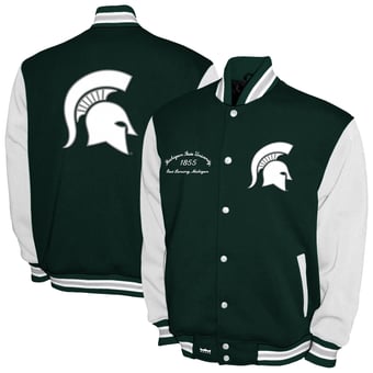 Men's Franchise Club Green Michigan State Spartans Fleece Varsity Full-Snap Jacket