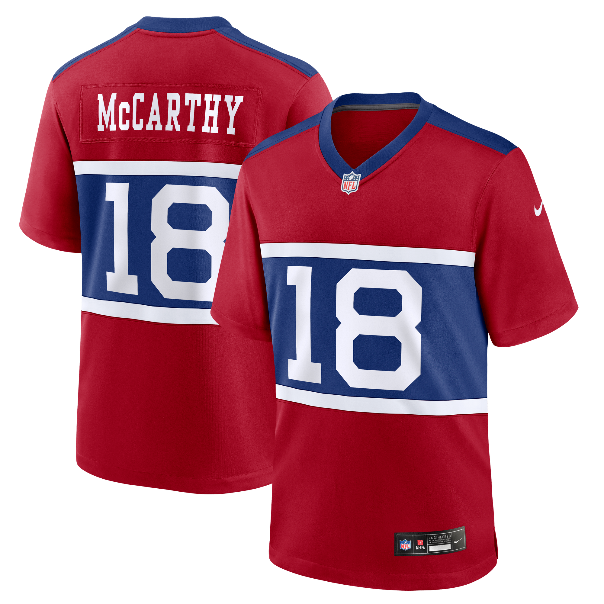 New York Giants Nike Secondary Throwback Alternate - Red - J.J McCarthy - Mens