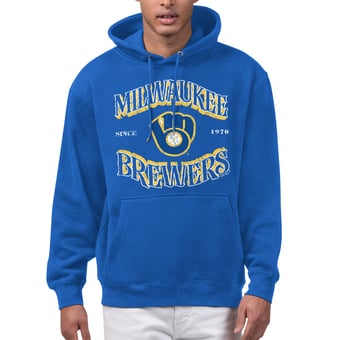 Men's Starter  Royal Milwaukee Brewers Take Me Out Fleece Hoodie