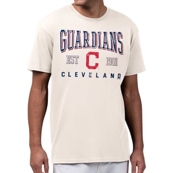 Men's Starter  Cream Cleveland Guardians Established Logo T-Shirt