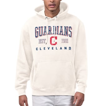 Men's Starter  Cream Cleveland Guardians Established Logo Fleece Hoodie