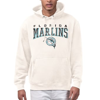 Men's Starter  Cream Florida Marlins Cooperstown Collection Established Logo Fleece Hoodie