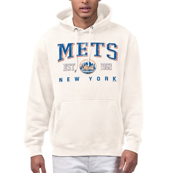 Men's Starter  Cream New York Mets Established Logo Fleece Hoodie
