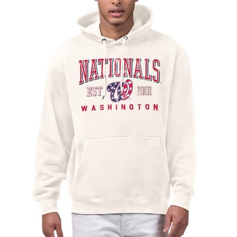 Men's Starter  Cream Washington Nationals Established Logo Fleece Hoodie