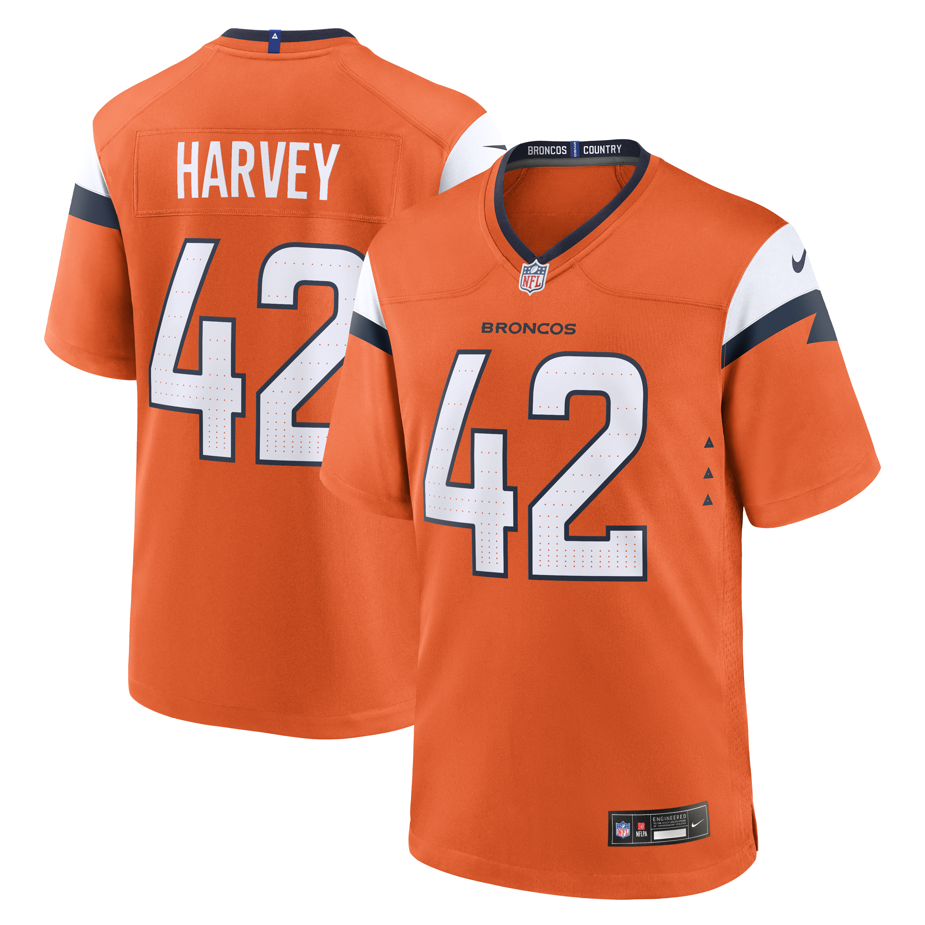 Men's Nike Jahfari Harvey Orange Denver Broncos Team Game Jersey
