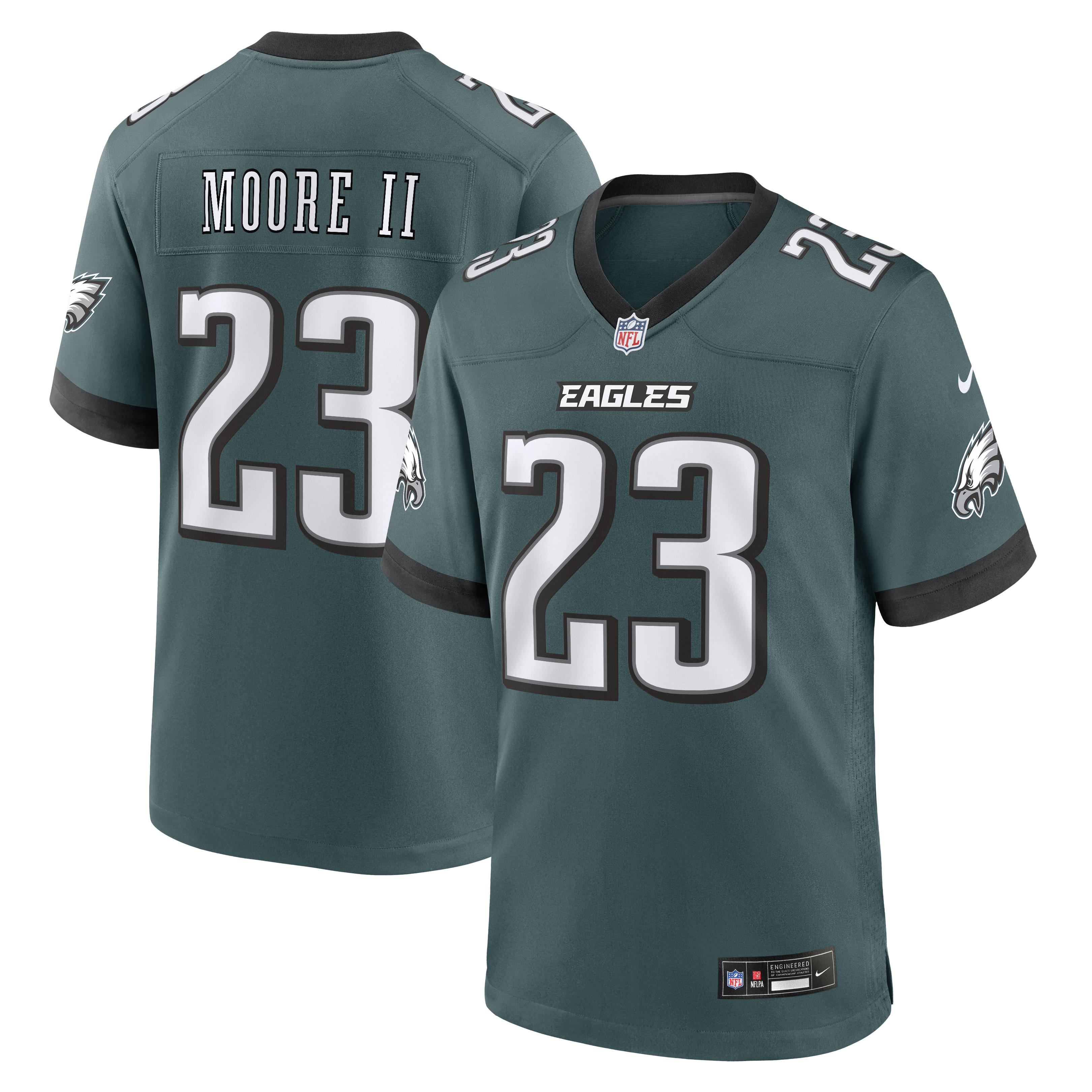 Men's Nike Kenny Moore II Midnight Green Philadelphia Eagles Team Game Jersey