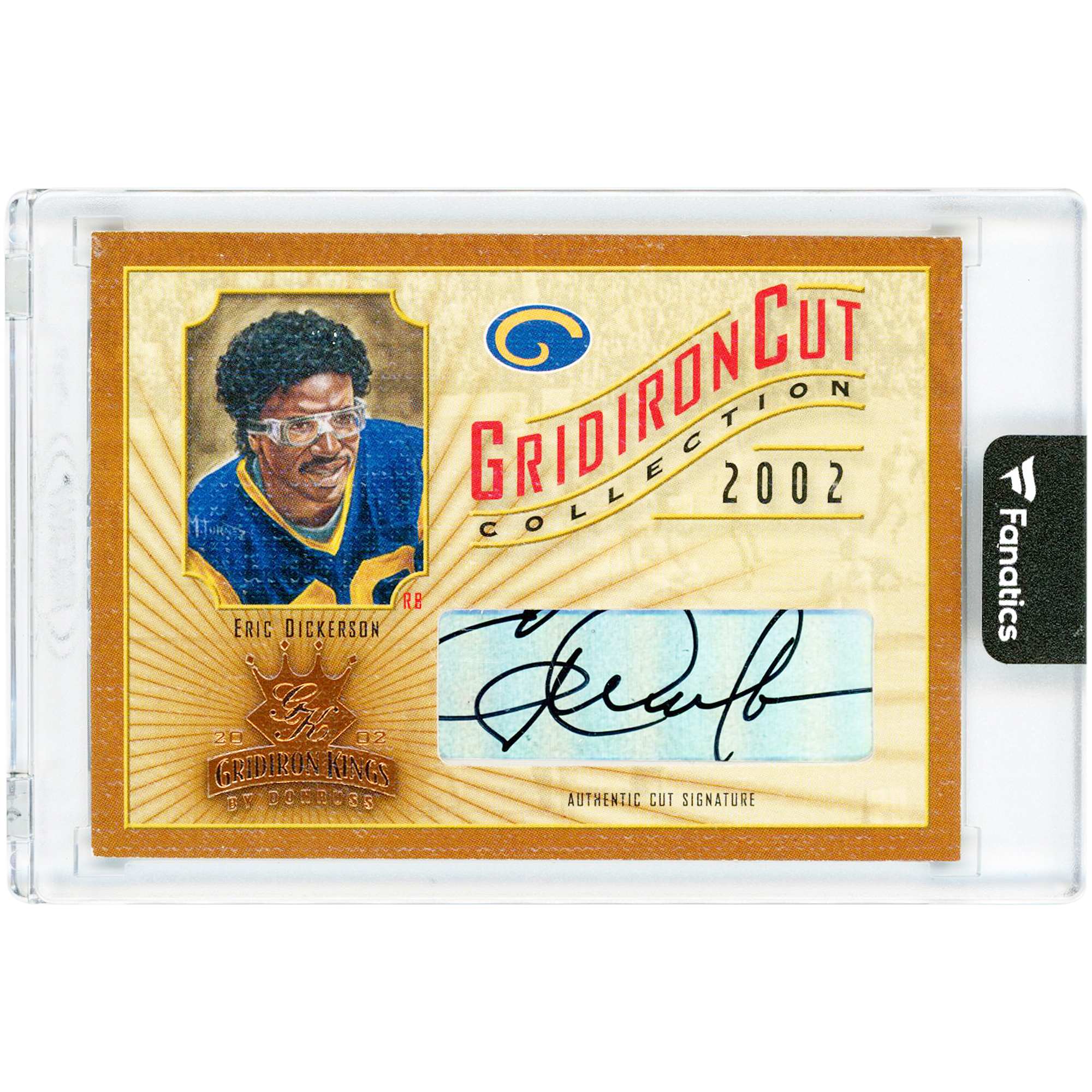 Eric Dickerson Los Angeles Rams Autographed 2002 Donruss Gridiron Kings Gridiron Cut Collection #GC-6 #35/50 Card