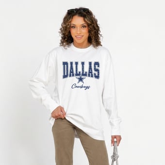 Women's Gameday Couture White Dallas Cowboys Sweet Spot Oversized Long Sleeve T-Shirt