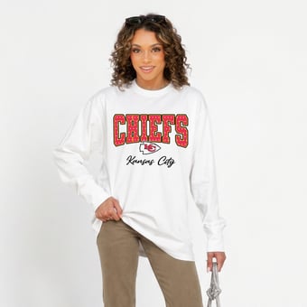 Women's Gameday Couture White Kansas City Chiefs Sweet Spot Oversized Long Sleeve T-Shirt