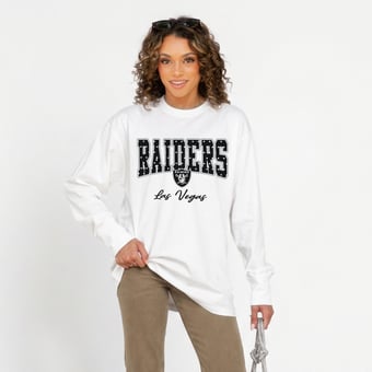 Women's Gameday Couture White Las Vegas Raiders Sweet Spot Oversized Long Sleeve T-Shirt