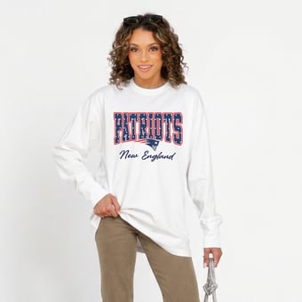 Women's Gameday Couture White New England Patriots Sweet Spot Oversized Long Sleeve T-Shirt