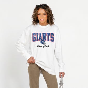Women's Gameday Couture White New York Giants Sweet Spot Oversized Long Sleeve T-Shirt